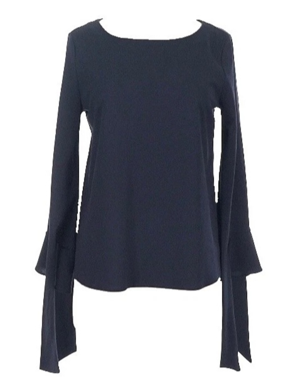 Ann Taylor Size Medium Navy Blue Blouse Long Sleeve Tie Bow Bell Career Evening.